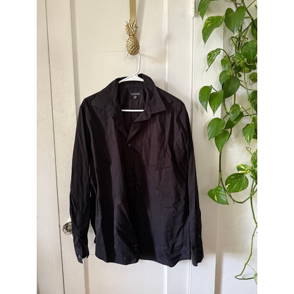 George men’s size large black button down shirt